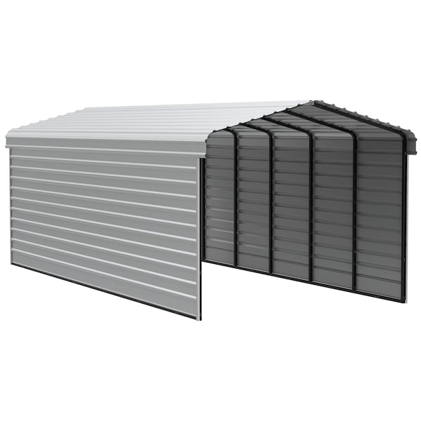Arrow Storage Products Galvanized Steel Carport, W/ 2-Sided Enclosure, Compact Car Metal Carport Kit, 12'x29'x9', Eggshell CPH122909ECL2 - main